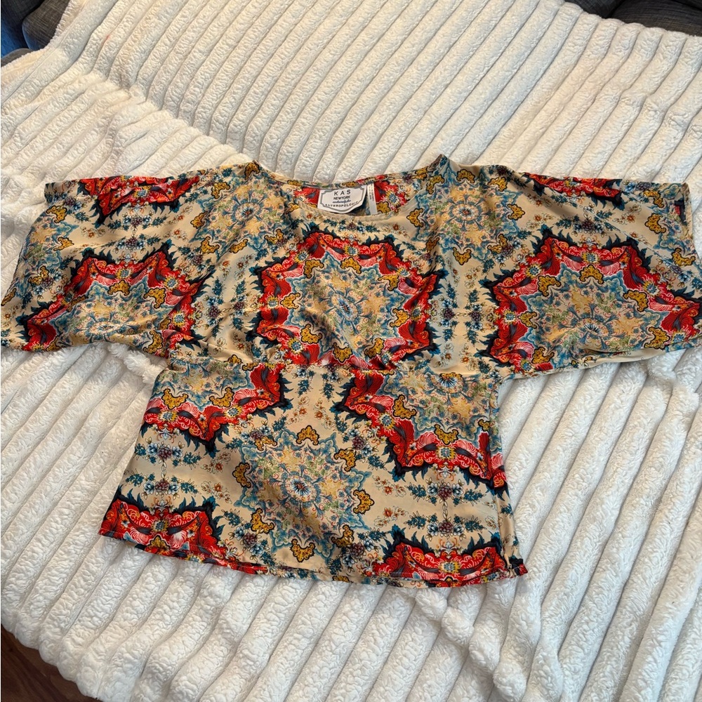 AKA New York Red Ruffled Fitted Blouse by Anthropologie - Picture 9 of 16